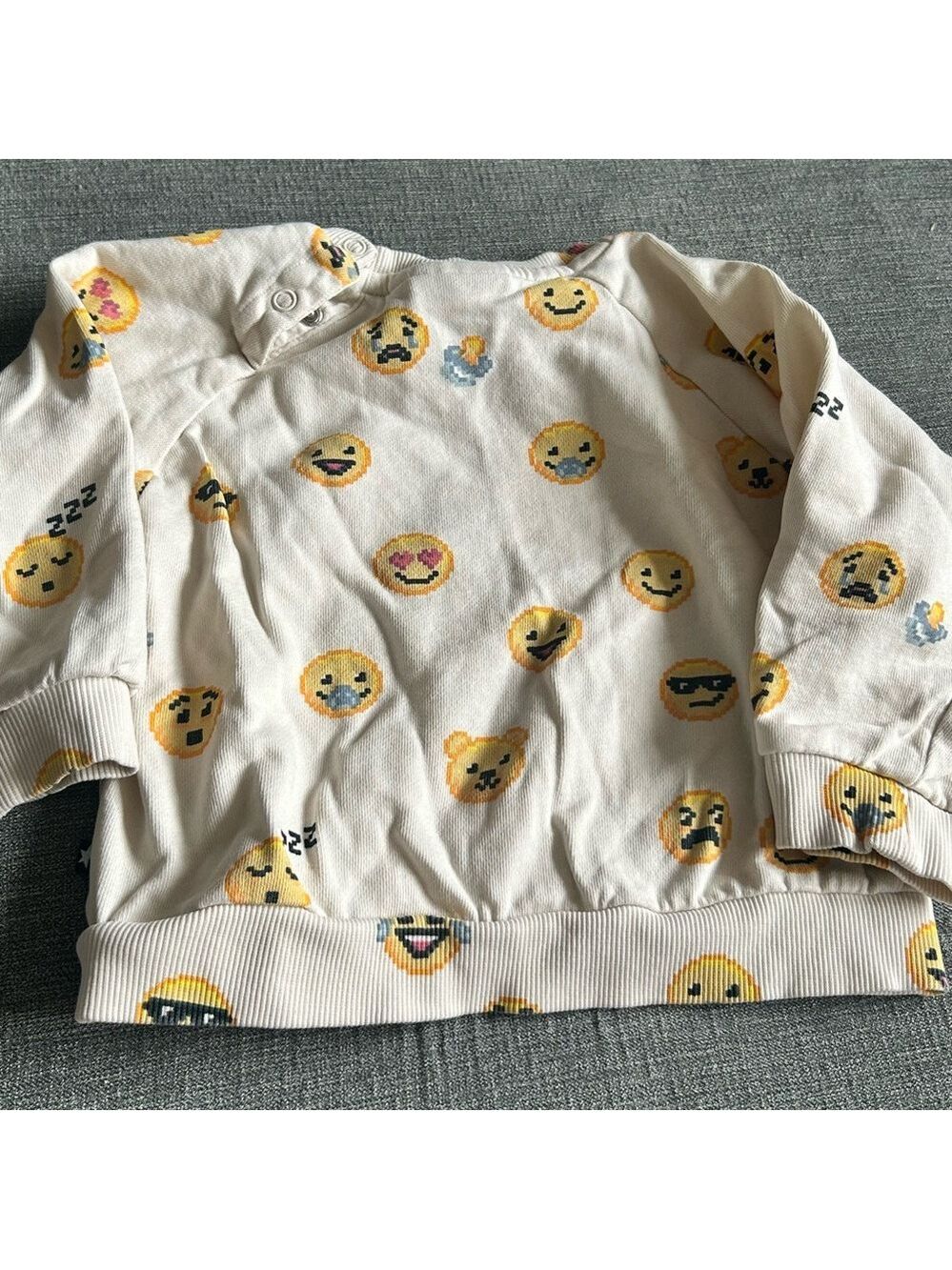 Molo Kids Sweatshirt Cream Yellow Emoji Disc - Picture 6 of 7